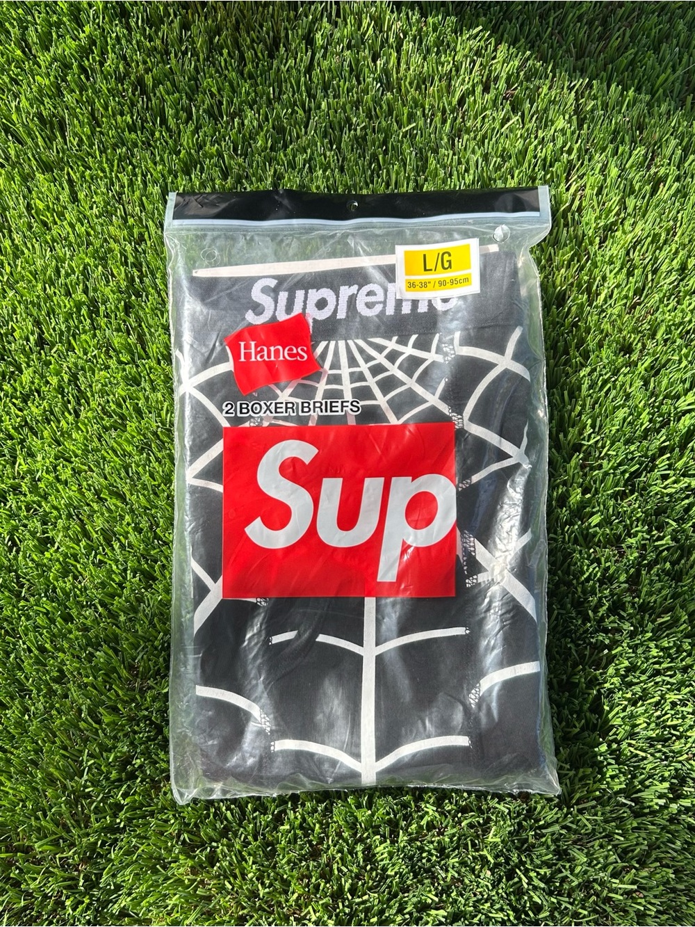 Supreme Black Boxer Briefs with White Spiderman 2 pack size Large